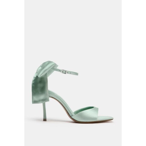 ZARA MAXI BOW HEELED SANDALS - Picture 1 of 6